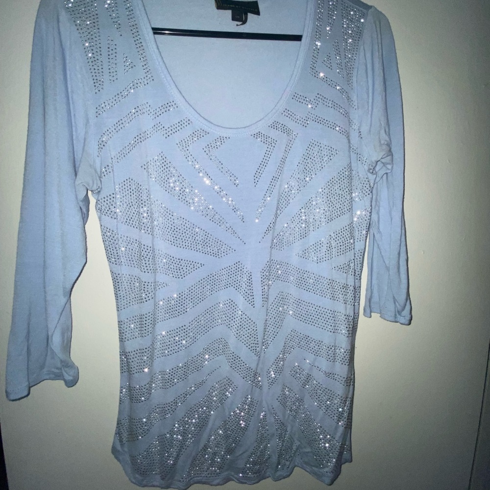 Blue with shimmer 3/4 length sleeve blouse